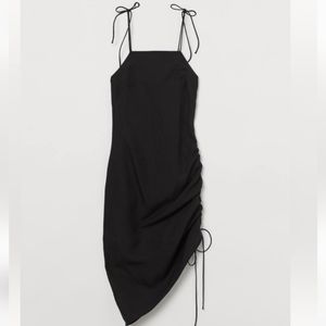 H&M Black Ruched Midi Dress